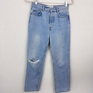 Reformation Jeans Womens Cynthia High Rise Straight Cropped Jeans Size 25 Blue